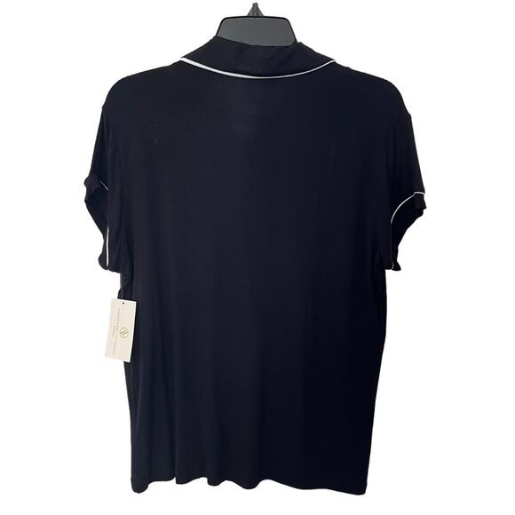 NWT Adrianna Vittadini black pajama set white trim size medium - Picture 2 of 9